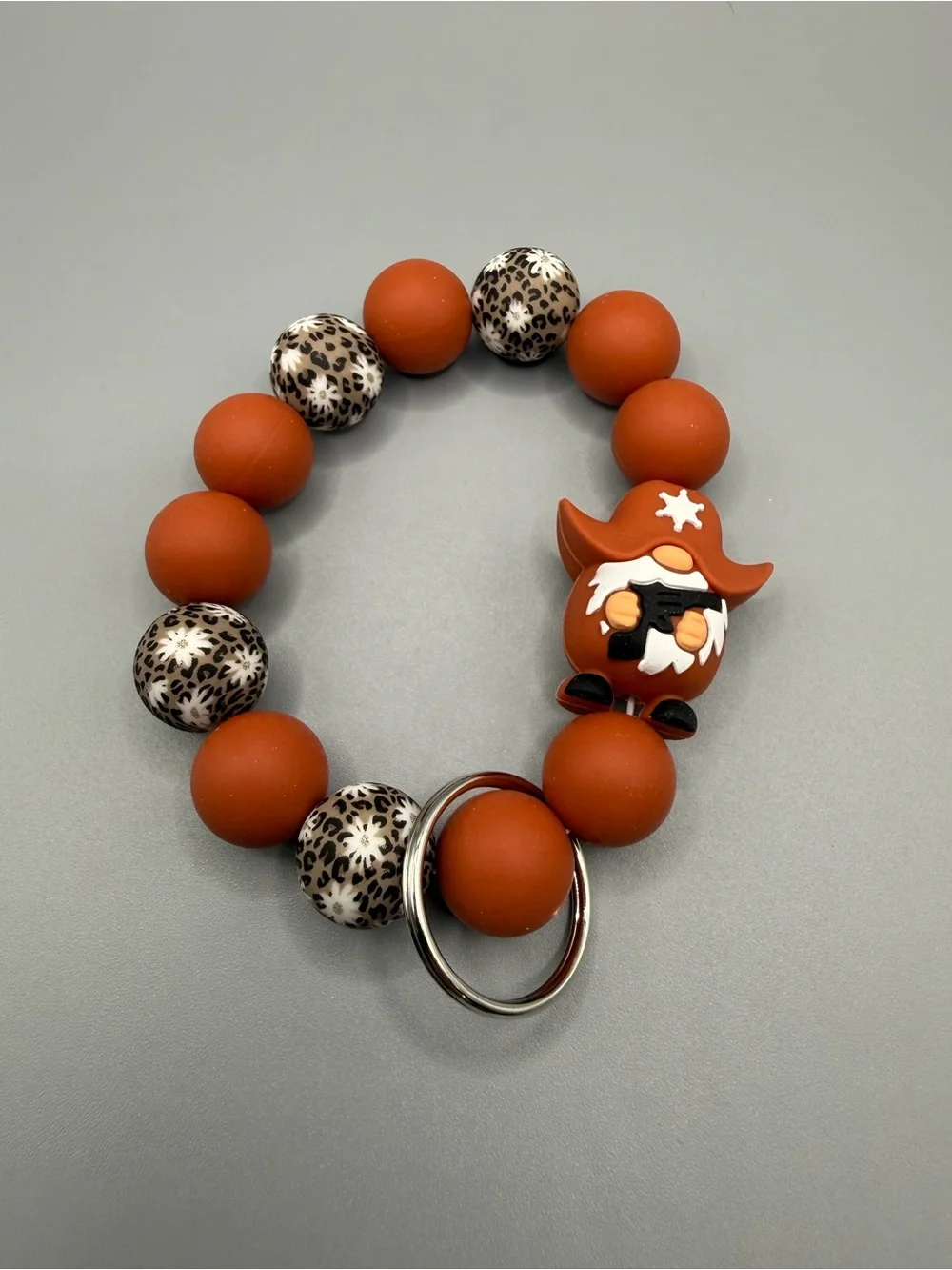 Silicone Beaded Keychain Bracelet - Handmade #K0356T